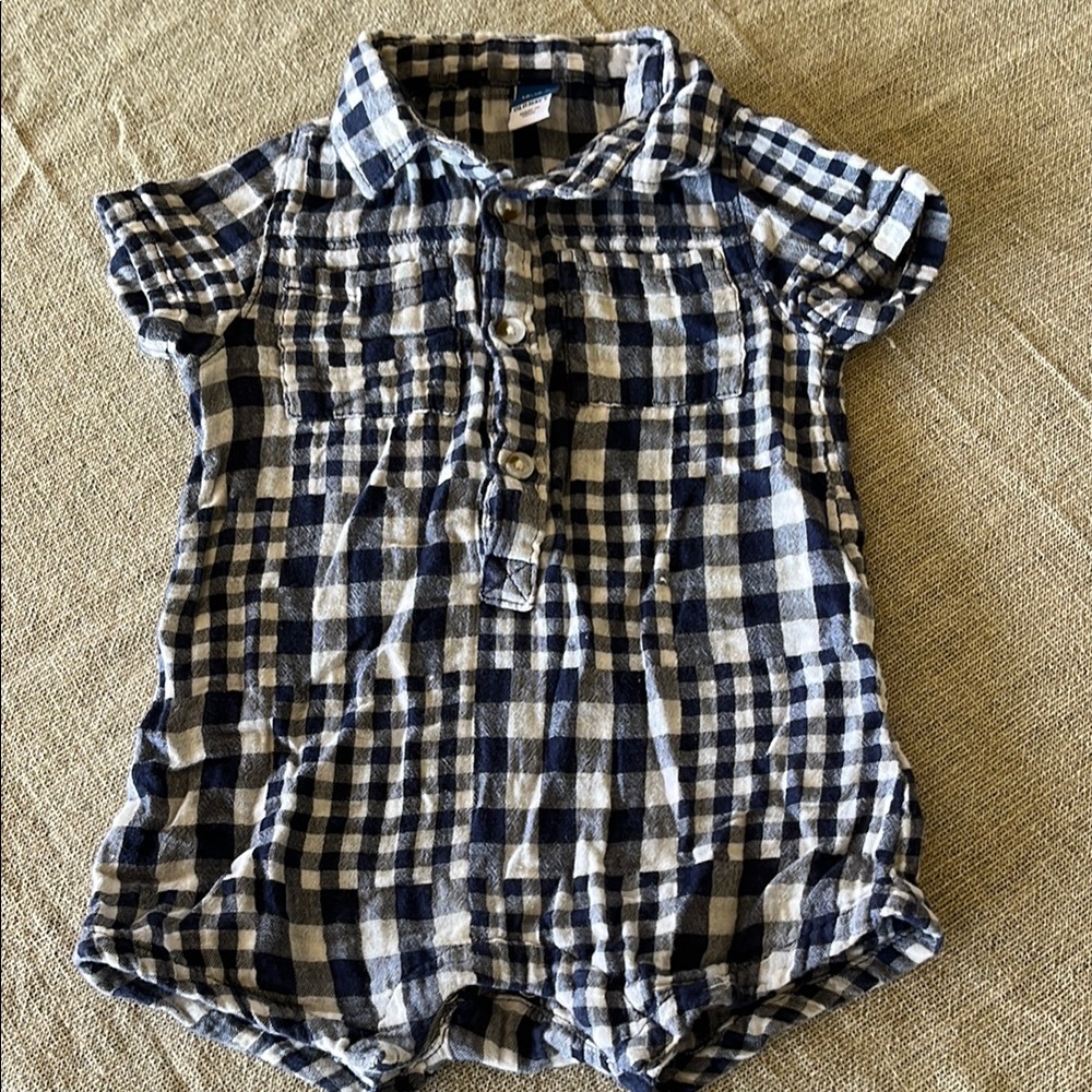 Old Navy Blue Checkered onesie